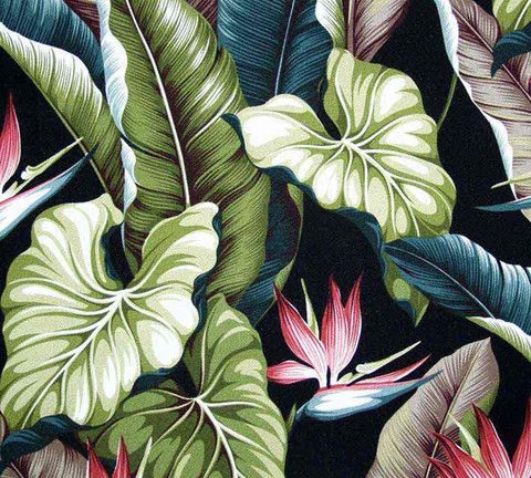 1/2 YARD 18x55 Tropical Hawaiian Barkcloth Upholstery FABRIC ~Bird of Paradise~ 
